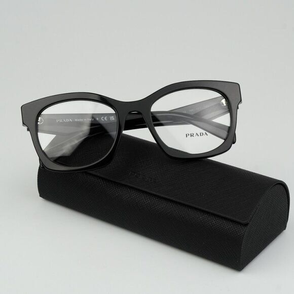 NEW Prada PRA05V 16K1O1 Black Women Cat Eye Eyeglasses PR A05V - Picture 1 of 10